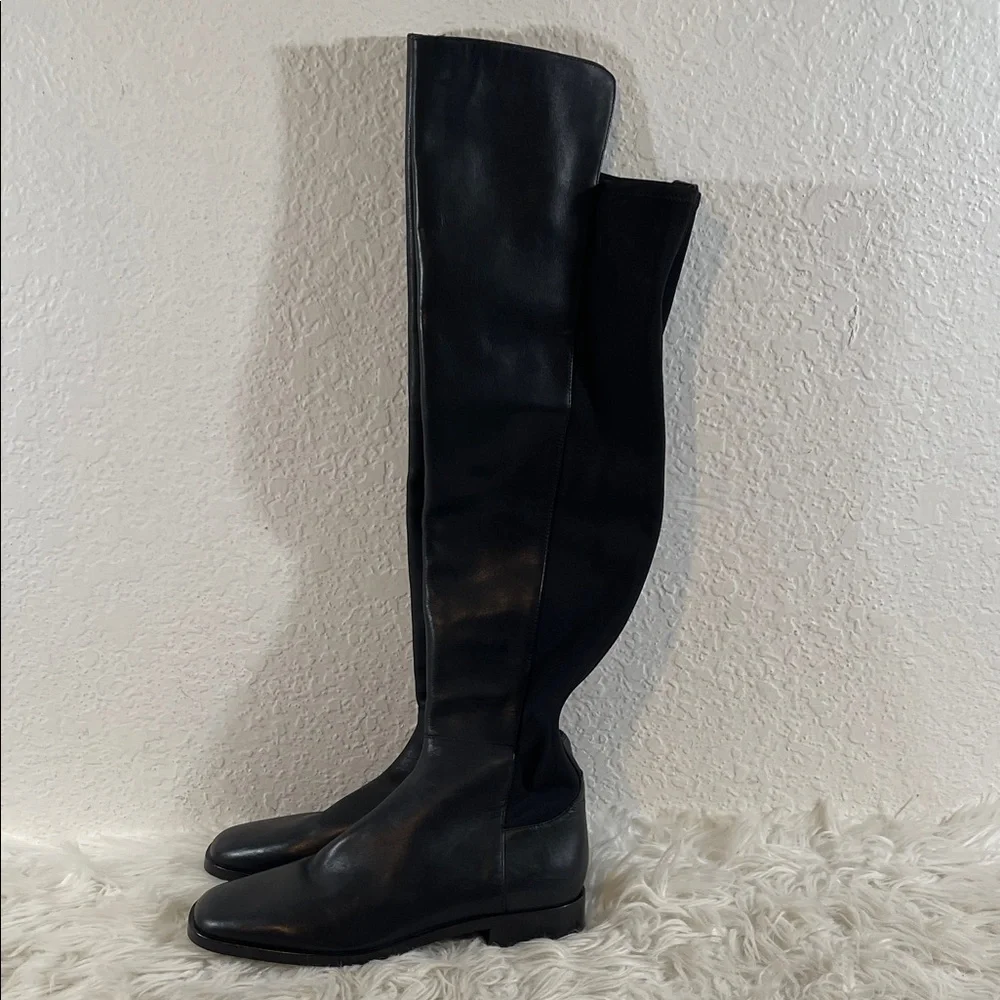 Via Spiga Women's Varun Leather/Stretch Over The Knee Boots Black Size 7.5 NEW - Picture 2 of 13